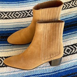 Zara Suede Taupe/Camel Cowboy Style Boots size 7.5